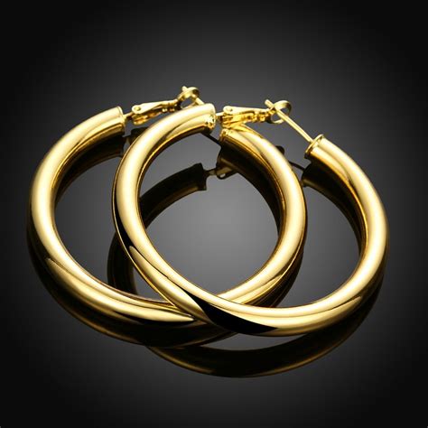 Simple Goldrose Goldsilver Plated Earring E064 Nickle Free Gold Color