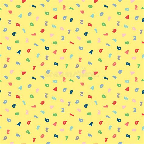 Seamless Pattern With Yellow Background And Colorful Numbers Pattern