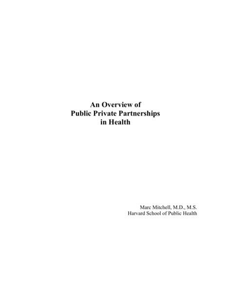 An Overview Of Public Private Partnerships In Health