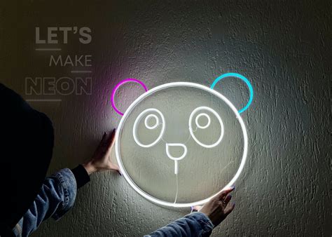 Panda Neon Light Led Sign Cute Neon Signs Lights For Wall Etsy