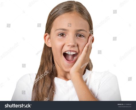 Surprise Closeup Portrait Teenager Girl Shocked Stock Foto 217448242 Shutterstock