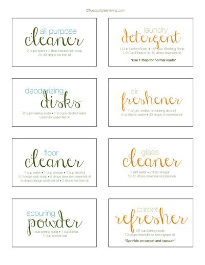 Homemade Cleaning Recipe Free Printable Labels