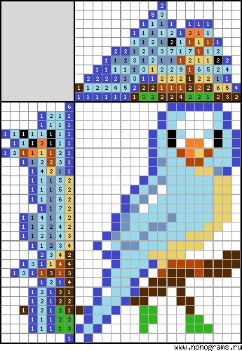 Colour Japanese crossword «Bird»