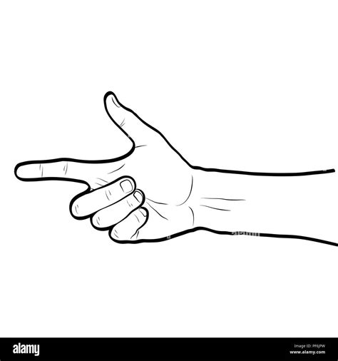 Pointing Direction Hand Gesture Line Art Outline Stock Vector Image