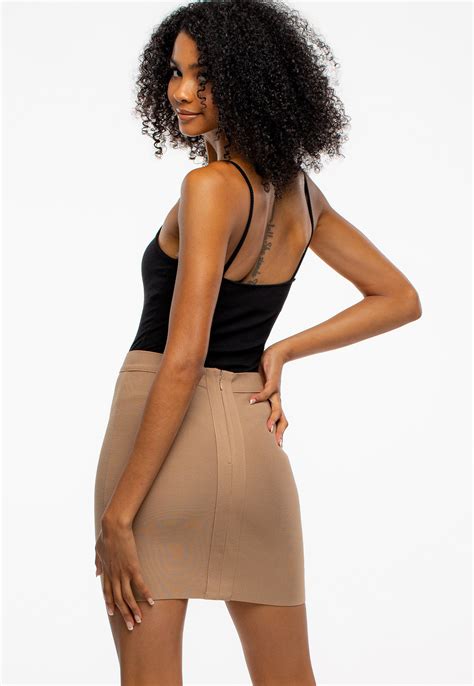 Spandex Stretchy Mini Skirt With Zipper Back Shop At Papaya Clothing