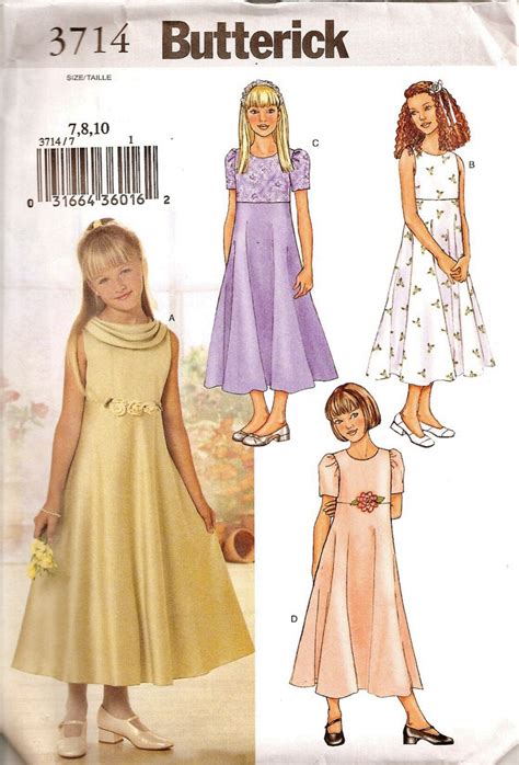 Butterick Pattern 3714 Girls Formal Dress By Acozylittlestore