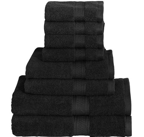 8 Piece Towel Set Black 2 Bath Towels 2 Hand Towels And 4 Washcloths