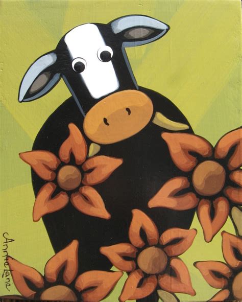 Bonanza Find Everything But The Ordinary Cow Painting Whimsical