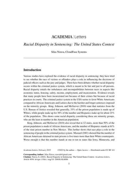 Pdf Racial Disparity In Sentencing The United States Context