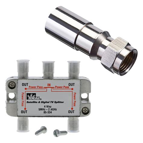 Shop Ideal Rg 6 Rg 6q 1 In Compression F Connector With Zinc 4 Way Coax Video Cable Splitter At