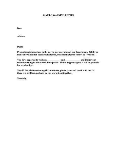 This letter can cover many personal behavioral problems, so further describing the specific issue is advisable. warning letter in Word and Pdf formats