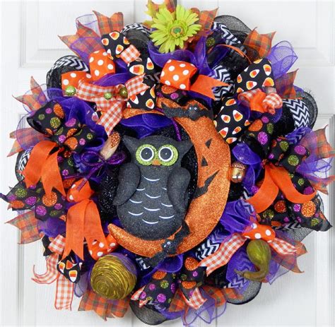 Halloween Owl Wreath Deco Mesh Wreath Halloween Wreaths | Etsy ...