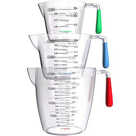 Liquid Nesting Stackable Measuring Cup Set W Spout And Ml Oz Measurement