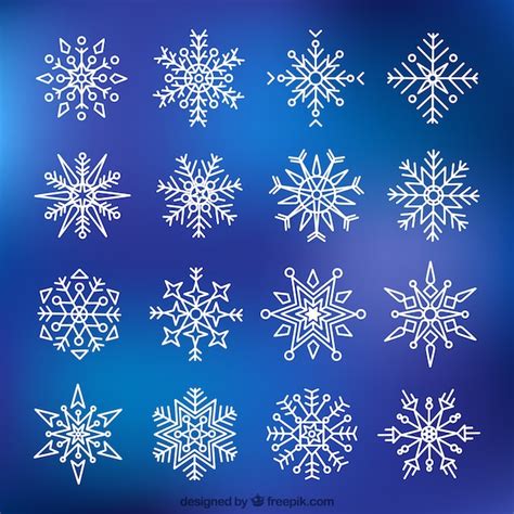 Geometric Shapes Collection Of Snowflakes Vector Free Download