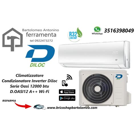 Climatizzatore Condizionatore Inverter Diloc Serie Oasi 12000 Btu D