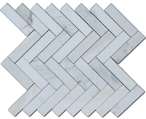 Calacatta Gold Herringbone Marble Mosaic 1x4 Marblex Corp