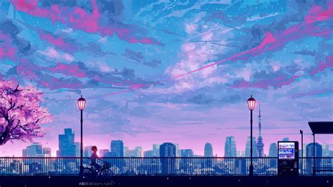 Anime City Scenery Wallpaper In 2560x1440 Resolution