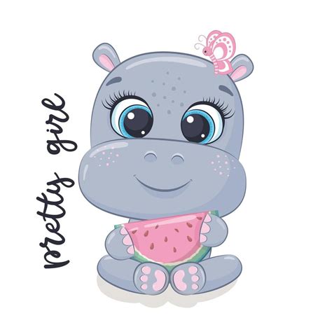 Cute Baby Hippo 1213383 Vector Art At Vecteezy