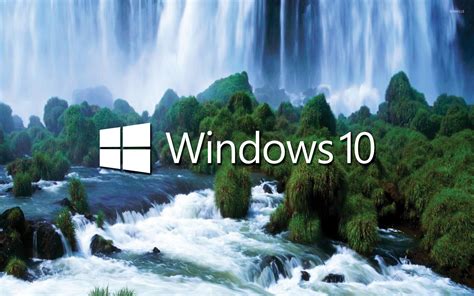 Windows 10 White Text Logo By The Waterfall Wallpaper Computer