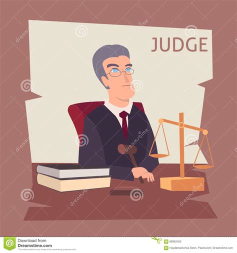Judge cartoon illustration stock vector. Illustration of decision