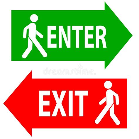 Enter And Exit Sign For Public Awareness Stock Vector Illustration Of