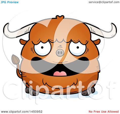 Clipart Graphic Of A Cartoon Happy Ox Character Mascot Royalty Free