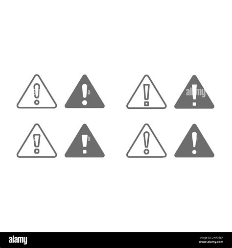 Exclamation Point Warning Sign Icon Set Vector Triangle Attention