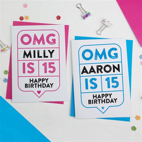 Omg 15th Birthday Card Personalised By A Is For Alphabet