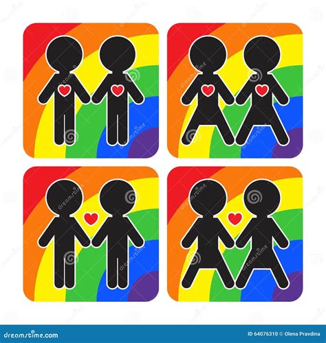 Gay And Lesbian Couples Vector Icons Set Stock Vector Illustration Of Label Person 64076310