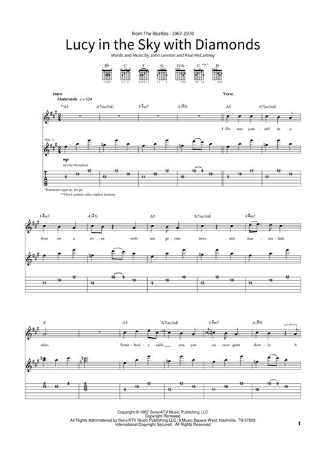 Lucy In The Sky With Diamonds Sheet Music The Beatles School Of Rock Guitar Tab