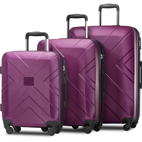 3 piece expandable luggage sets segmart carry on hardside suitcase with tsa lock lightweight