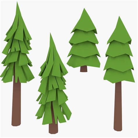 D Model Lowpoly Pine Trees Vr Ar Low Poly Cgtrader