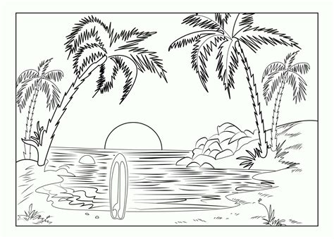 Paisaje De Playa Para Colorear Imprimir E Dibujar Coloringonlycom