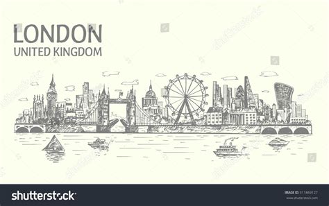London Skyline Hand Drawn Sketched Isolated London Skyline Skyline