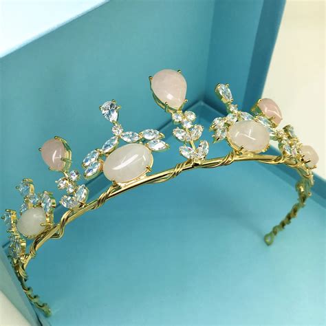 Buy Rose Stone Paved Cz Crown Cubic Zircon Tiara