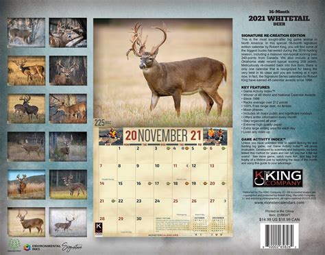 2021 Deer Rut Calaender Calendar Template Printable