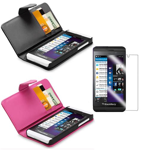 Luxury Flip Pu Leather Wallet Cover Case For Blackberry Z10 Screen