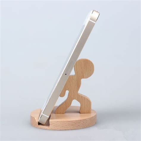 Creative Cute Natural Wooden Cell Phone Stand Petagadget