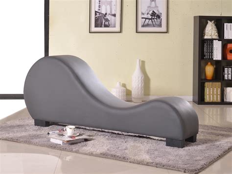 Gray Tantra Lounge Curved Seat Yoga Chair Leather For Relaxation Sex
