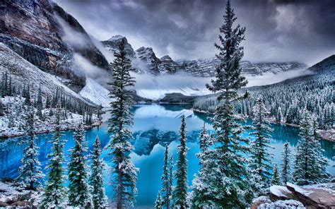 Download Wallpapers Moraine Lake Winter Banff Hdr Blue Lake North