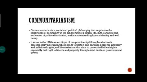What Is Communitarianism समुदायवाद Politicalscience Education Community Politica Youtube