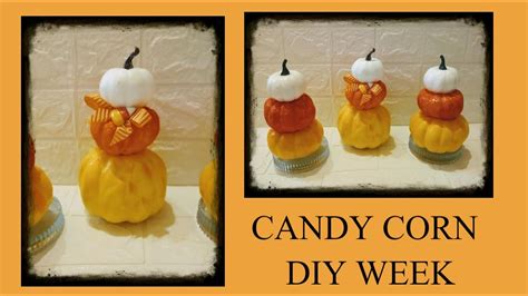 Video Of Candy Corn Home Decor Week Stacked Pumpkin Topiary Diy Autumn Halloween Youtube