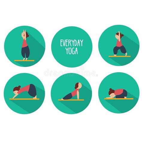 Simple Yoga Poses For Beginners Isolated Vector Icons Set Stock Vector