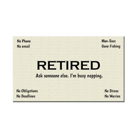 Funny Retirement Business Cards