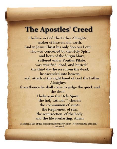 Printable Copy Of The Apostles Creed