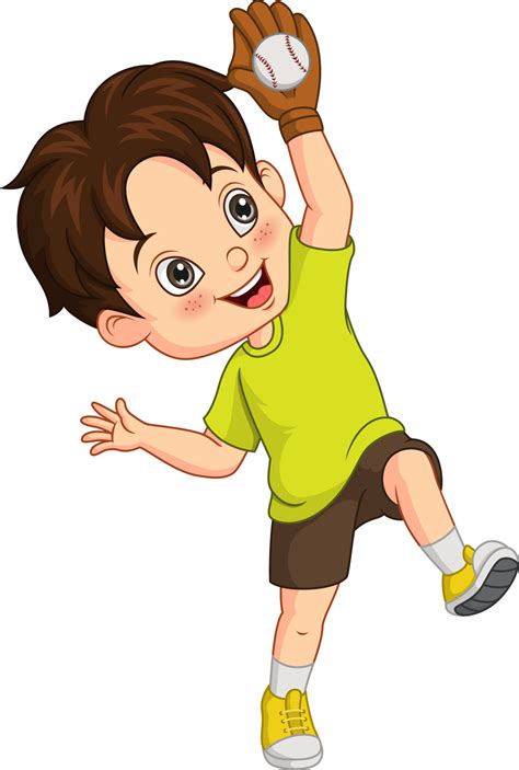Cartoon Little Boy Catching A Ball 5112898 Vector Art At Vecteezy