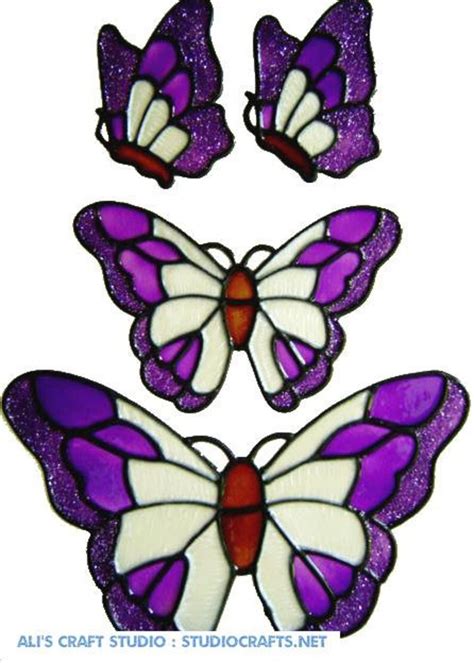 Butterfly Window Clings Set Of 4 Hand Painted Stained Glass Etsy Uk