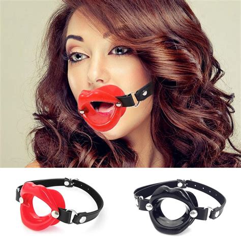 Buy Silicone Lip Open Mouth Gag With Lock Faux Leather Oral Sexy Strap On Adult Toys At