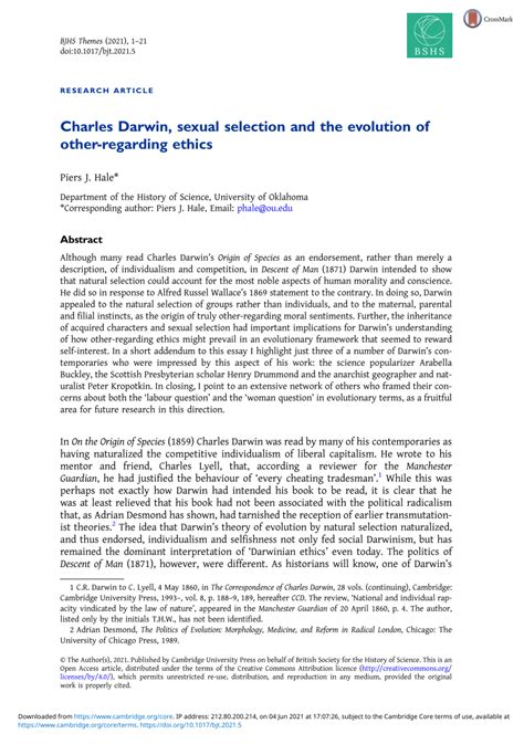 Pdf Charles Darwin Sexual Selection And The Evolution Of Other Regarding Ethics