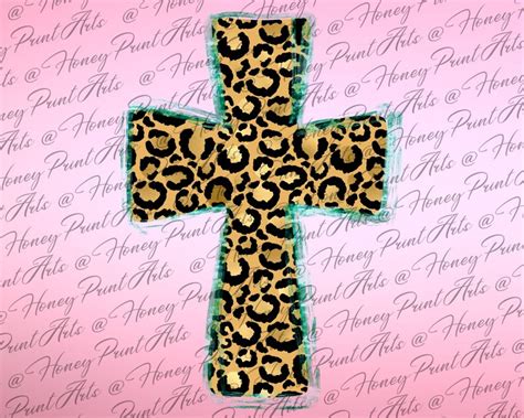 Leopard Cross Png Teal Cross Png Sublimation Download Etsy